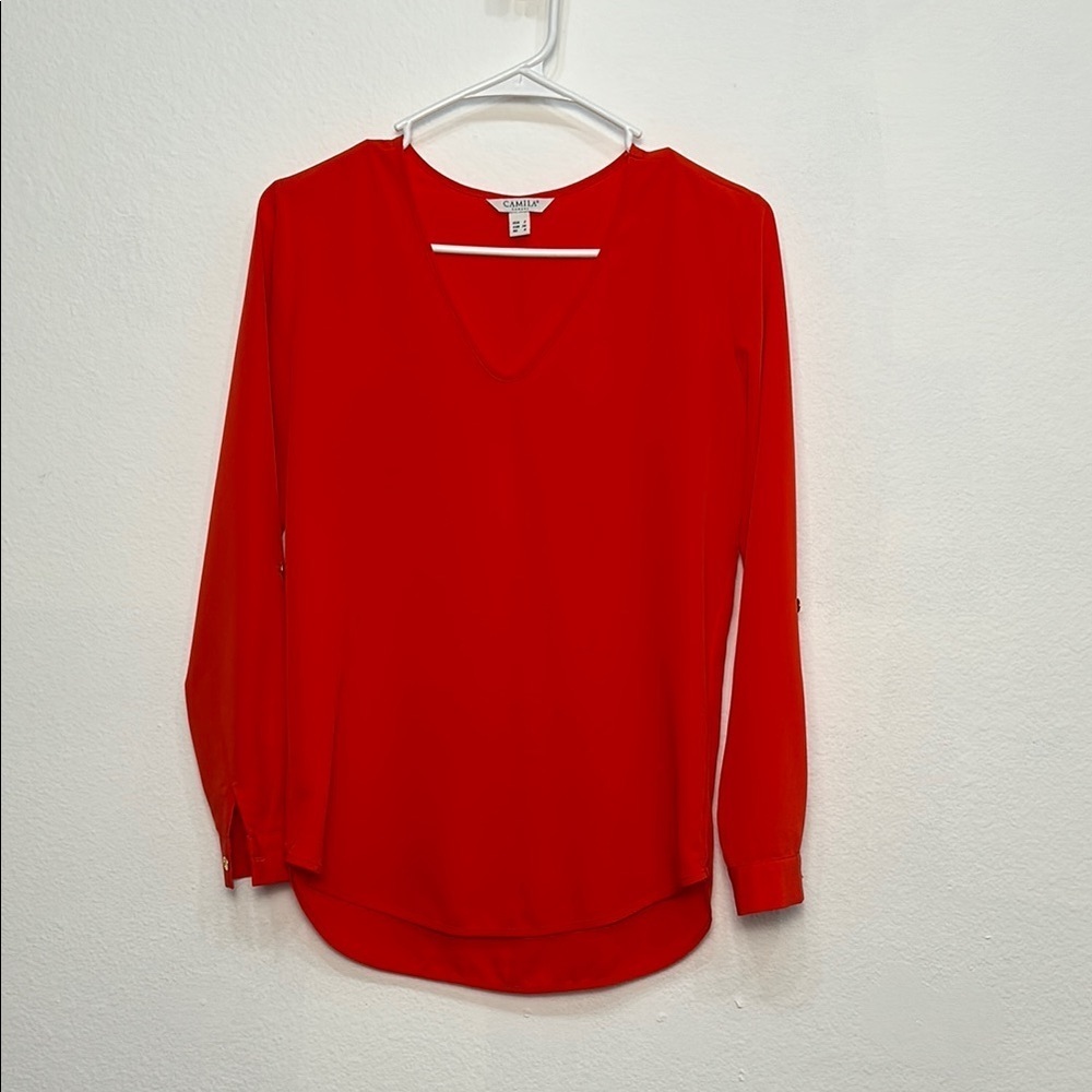 Camilla Red Blouse with Full-Length Sleeves‎